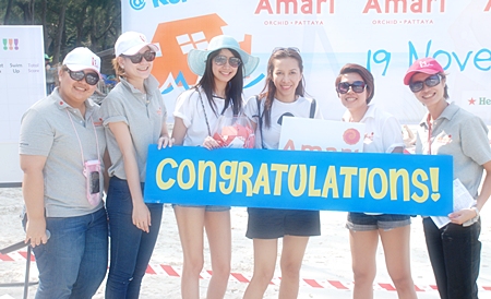 Winners receiving their prizes from the organizing team. Prizes included many vauable vouchers from different Amari Hotels Resorts & Spa properties.