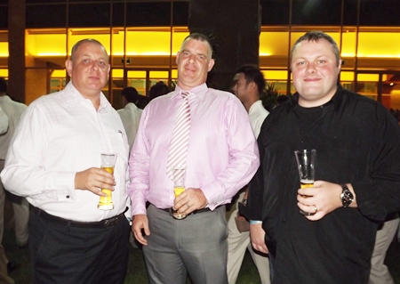 Resembling three off duty bouncers, loyal supporters of the Melissa Cosgrove Children’s Foundation Garry Irvin, Joe Cox and Matt O’Sullivan come out to enjoy the evening.