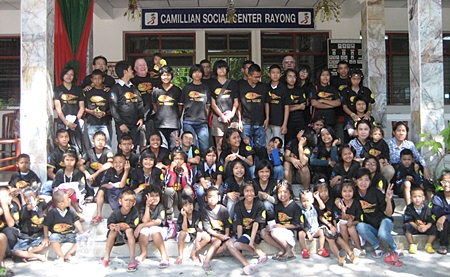 The large crew readies to head out for a day of shopping.