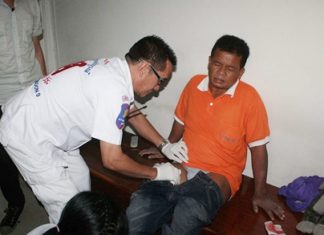 Too close for comfort, Ekawat Wongcharoen was struck by a stray bullet just centimeters from the middle of his groin.