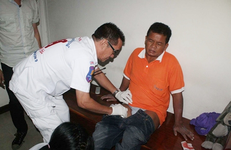 Too close for comfort, Ekawat Wongcharoen was struck by a stray bullet just centimeters from the middle of his groin. 