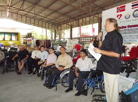 Tor Oskar Jorgensen (right) provides a speech during the presentation ceremony.