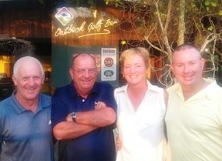 Phil Waite (arms folded) celebrates his hole in one at Khao Kheow with (from the left) Steve Plant, Suzi Lawton and Murray Hart.