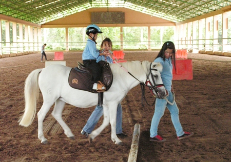 A.D.F. Thailand is a foundation that provides therapy riding for disabled children. 