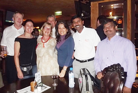 It’s good to be back at Jameson’s. Michael North (AJT Holding Co. Ltd.), Kylie Grimmer and Bronwyn Little (Women with a Mission), Maurice D. Bromley (SATCC), Renita Bromley (R2M Trading), Ramesh Ramanathan (Visteon (Thailand) Limited) and J. Lakshmi Narayanan (Alva Aluminium Ltd).