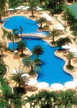 The recently refurbished pool area.