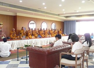 Monks give their blessing to the Ocean Marina Yacht Club and its staff on the occasion of its 17th anniversary.