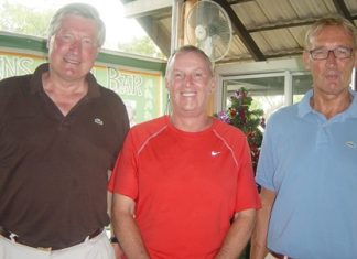 Thursday winner Willem (right) with Jim (center) and visitor from Holland, John.