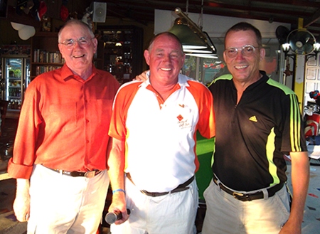 Tuesday winners Dave Earthrowl (left) and Dennis ‘the Turnip’ (right) with Capt’ Bob.