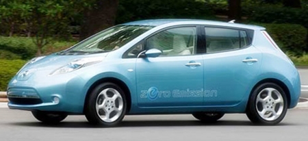 All-electric Nissan Leaf. 