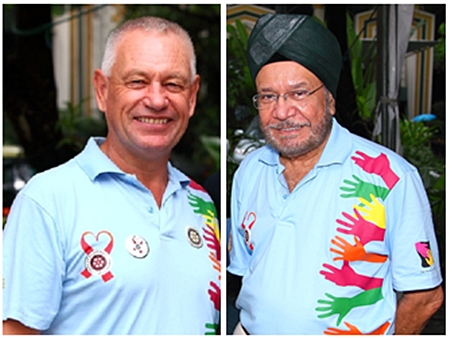 Dougie Riach (left) and Narinder Saluja (right) are two of the hardest working Rotarians in the Bangkok South Rotary Club.