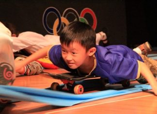 Swimming hard for the gold medal.