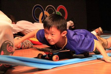 Swimming hard for the gold medal.