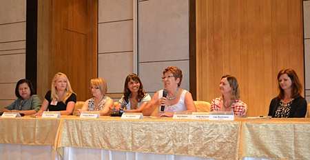The Pattaya International Ladies Club’s newly elected committee (L to R) Alvi Sinthuvanik, hospitality chair; Christine Ross, chair of membership; Suzie Zofkie, secretary; Ananya Welland, special events chair; Ann Winfield, president and newsletter chair; Helle Rantsen, vice president and welfare chair; and Lisa Bachman, treasurer. 