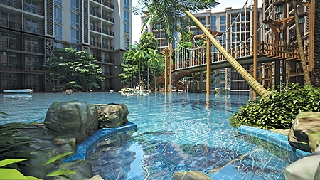 Artist’s renderings show the lagoon pool at the Atlantis Condo Resort.