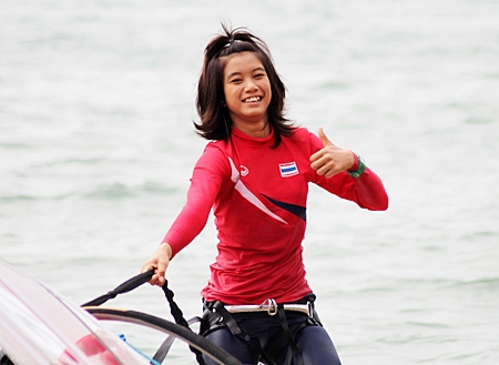 Sirirporn Kaewduang-Ngam won the female youth RSX category at the 2012 Pattaya City Asian Windsurfing Championships.