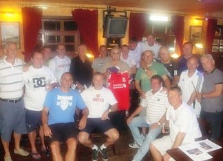 The two teams gather at Jameson’s for the after-match celebrations and the auctioning of a football shirt signed by ex-Liverpool legend Ian Rush.