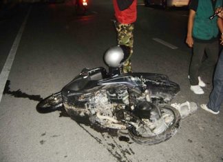 Odgers’ wrecked motorcycle.