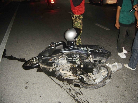 Odgers’ wrecked motorcycle. 