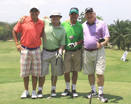 Brett Chan, Brad Gearie, Gary Emmett and Steve Ellison, representing The Golf Club, line up at the PSC Charity Classic.