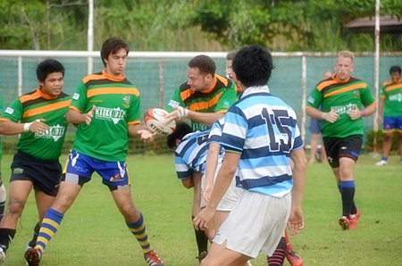 The Pattaya Panthers in action at the Oakwood International Rugby 10’s tournament in Bangkok.