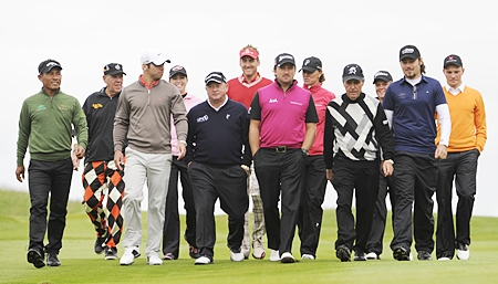 International golfing superstars led by Gary Player take part in PowerPlay Golf at Celtic Manor, Wales in May 2011.