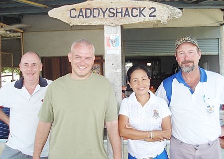 Arnold and Richard (left) with runners-up Bill and Jan. 