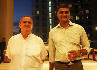 (L to R) Jonathan Gibbons, sales manager of Waterfront - Suites & Residences, Pattaya; and Shreyash Shah, deputy director of sales for Royal Cliff Hotels Group & Pattaya Exhibition and Convention Hall.