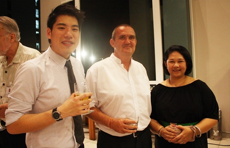 (L to R) Pisit Thanapattum, research associate of the Association of Executive Search Consultants; Jonathan Gibbons, sales manager of Waterfront - Suites & Residences, Pattaya; Jaruwon Abel, office manager for the Association of Executive Search Consultants.