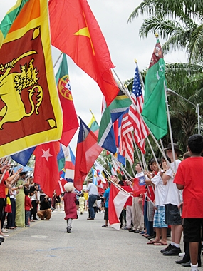 The colourful flag parade!