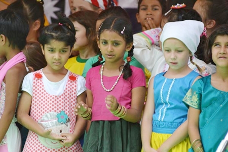 Our little primary children proudly singing on the World Stage.