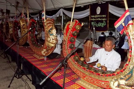 The Sawang Silp Thai Orchestra from Nong Plalai plays solemn music during the ceremony.