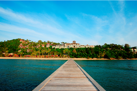 InterContinental Samui Baan Taling Ngam Resort viewed from the private pier.