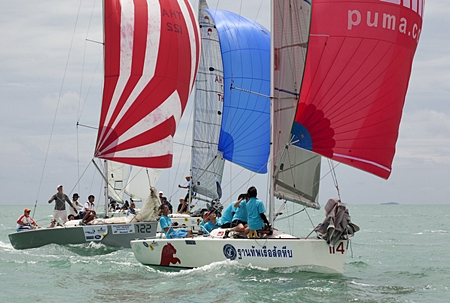 Platus providing the colour, and the competition on Day 2 of the Top of the Gulf Regatta. Photo by Guy Nowell/ Top of the Gulf Regatta.