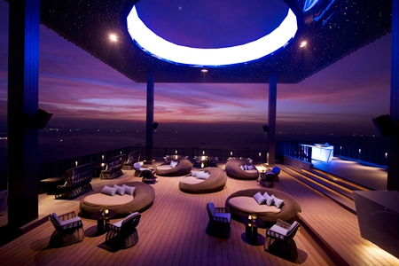 The roof-top covering features the “hole in the ozone layer” through which the guests can see the moon.
