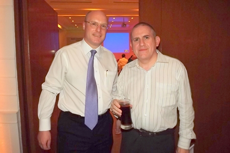 David Cumming, general manager of Amari Orchid Pattaya, chats with Glenn Liddell, chief operating officer of ISS Security Services Co., Ltd.