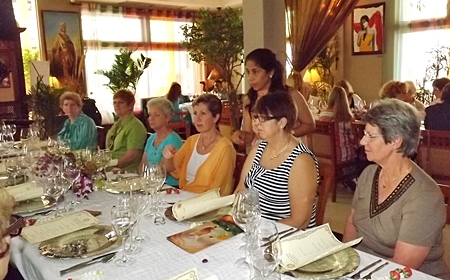 After a strenuous day, the Rotary spouses sit down to an exotic meal at Indian by Nature.