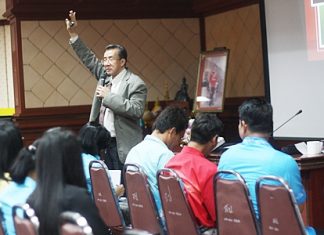 Pattaya teachers and civic employees pay rapt attention to the lecture.