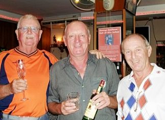 From left: Sunday’s winners Mike Craighead and Bob Newell with Colin the Golf Manager.