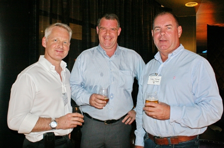 Alain Deurwaerder (MD of Ducati Motor (Thailand) Co., Ltd.), Joe Cox (Defence International Security Services), and Graham Parsonage (CEA Projects).