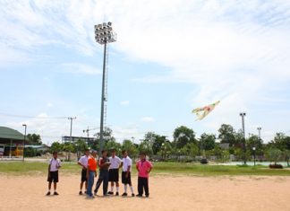 Students are having a great time trying to fly their self-designed and built radio controlled models.