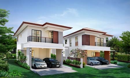 An artist’s impression of typical houses at the Ban Fa Greenery project. 