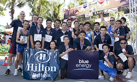 Harald Feurstein (standing left), GM of the Hilton Pattaya led his team of athletes to compete in the King’s Cup Pattaya Marathon 2012 recently. The annual event saw more than 10,000 runners and walkers compete this international competition.