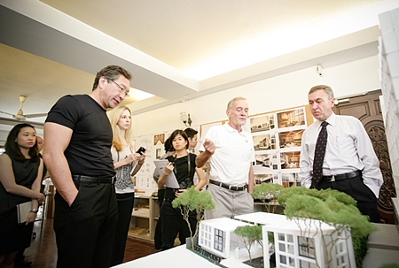 The design team led by Colin K. Okashimo from CKOA (left) meet with Nigel Cornick (right) to discuss the plans for the Southpoint project.