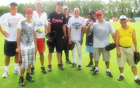 Winners of the softball tournament (left to right): George, Shawn, John S, Adam,  Ben, Jerry, Rodney, Greg and Vince.