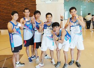 Staff and guests of the Holiday Inn Pattaya proudly show off their medals that they received for their participation in the Pattaya King’s Cup Marathon recently. The word is that they all completed the quarter marathon in record time.