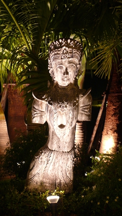 An exotic statue welcomes guests to the Thai Garden Resort.