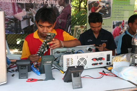 It takes great concentration to fix electrical appliances.