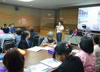 Buppa Songsakulchai of the Pattaya Public Health Department trains 97 area residents to become village health volunteers.