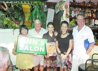 Tuesday’s winners pose with Ann from Ann’s Salon and the staff of The Relax Bar.